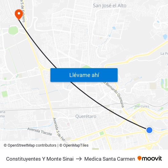 Constituyentes Y Monte Sinai to Medica Santa Carmen map