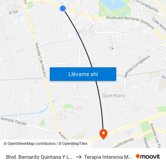 Blvd. Bernardo Quintana Y Loma De San Pablo to Terapia Intensiva Medica Tec 100 map