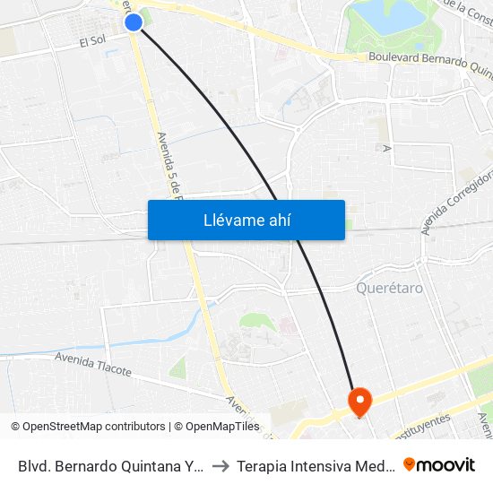 Blvd. Bernardo Quintana Y 5 De Febrero to Terapia Intensiva Medica Tec 100 map