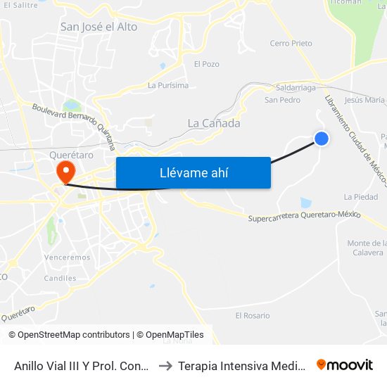 Anillo Vial III Y Prol. Constituyentes to Terapia Intensiva Medica Tec 100 map