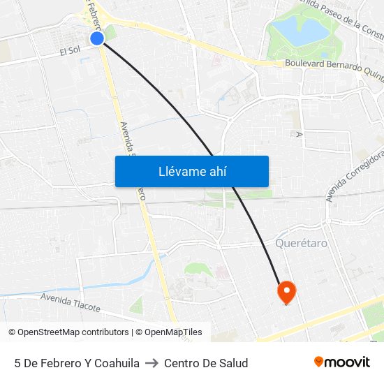 5 De Febrero Y Coahuila to Centro De Salud map