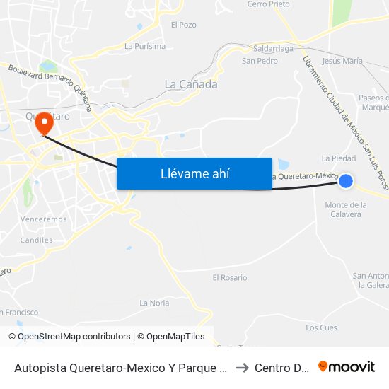 Autopista Queretaro-Mexico Y Parque Industrial El Marques to Centro De Salud map