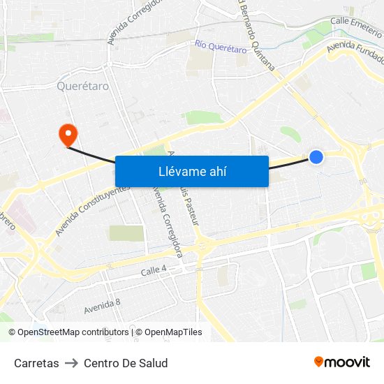 Carretas to Centro De Salud map