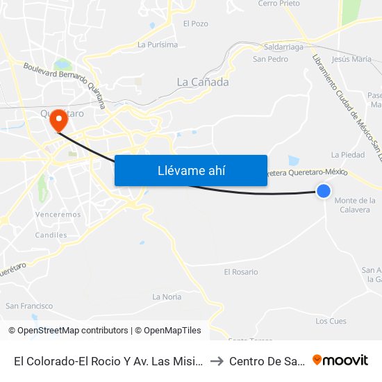 El Colorado-El Rocio Y Av. Las Misiones to Centro De Salud map