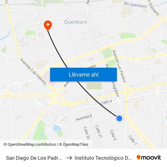 San Diego De Los Padres Y Matancillas to Instituto Tecnológico De Querétaro (Itq) map