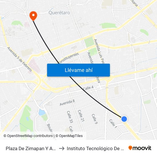 Plaza De Zimapan Y Av. Del Parque to Instituto Tecnológico De Querétaro (Itq) map