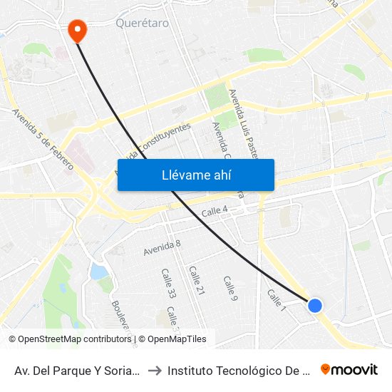 Av. Del Parque Y Soriana Huimilpan to Instituto Tecnológico De Querétaro (Itq) map