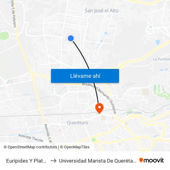 Eurípides Y Platón to Universidad Marista De Querétaro map