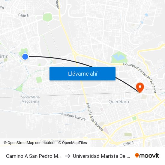 Camino A San Pedro Mártir, 101 to Universidad Marista De Querétaro map