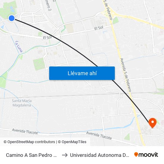 Camino A San Pedro Mártir, 101 to Universidad Autonoma De Querétaro map