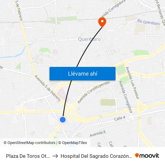 Plaza De Toros Ote - Pte to Hospital Del Sagrado Corazón De Jesús map