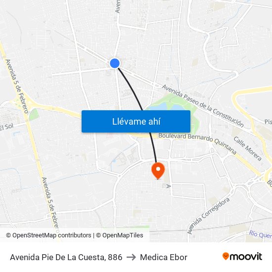 Avenida Pie De La Cuesta, 886 to Medica Ebor map