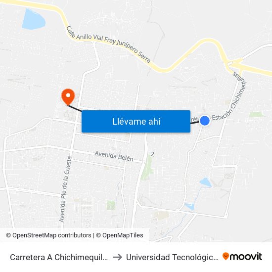 Carretera A Chichimequillas Y Esmeralda to Universidad Tecnológica De Querétaro map