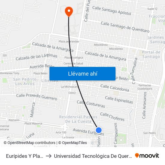 Eurípides Y Platón to Universidad Tecnológica De Querétaro map