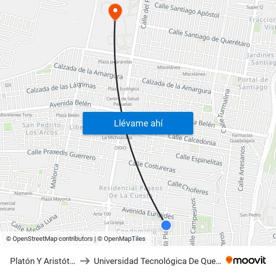 Platón Y Aristóteles to Universidad Tecnológica De Querétaro map