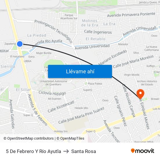 5 De Febrero Y Río Ayutla to Santa Rosa map