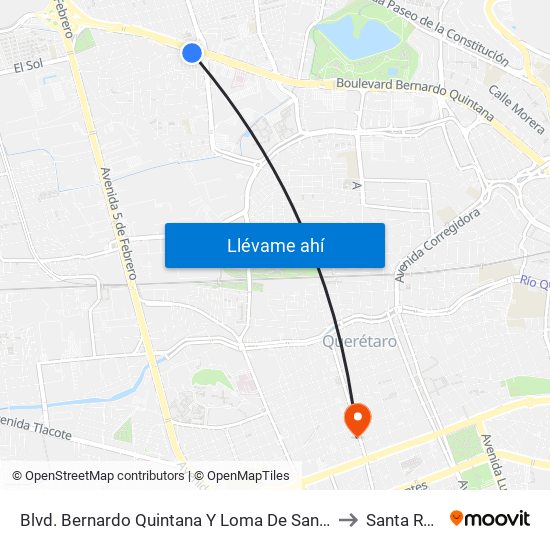 Blvd. Bernardo Quintana Y Loma De San Pablo to Santa Rosa map