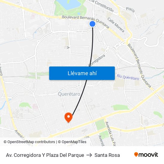 Av. Corregidora Y Plaza Del Parque to Santa Rosa map
