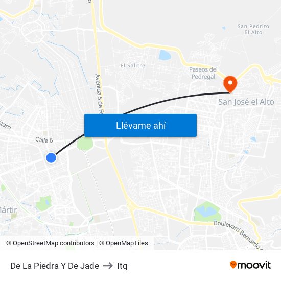 De La Piedra Y De Jade to Itq map