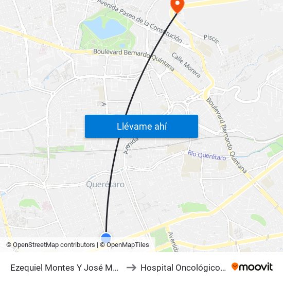 Ezequiel Montes Y José Ma. Arteaga to Hospital Oncológico Teletón map