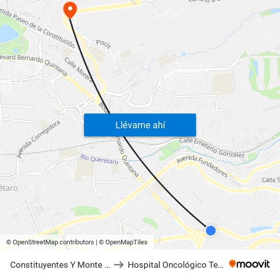 Constituyentes Y Monte Sinai to Hospital Oncológico Teletón map