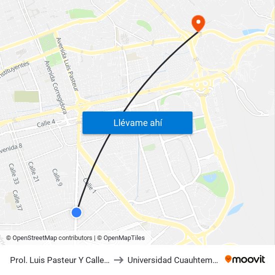 Prol. Luis Pasteur Y Calle 6 to Universidad Cuauhtemoc map