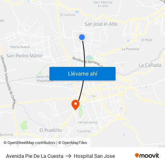 Avenida Pie De La Cuesta to Hospital San Jose map