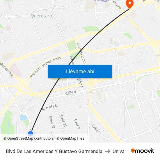 Blvd De Las Americas Y Gustavo Garmendia to Univa map
