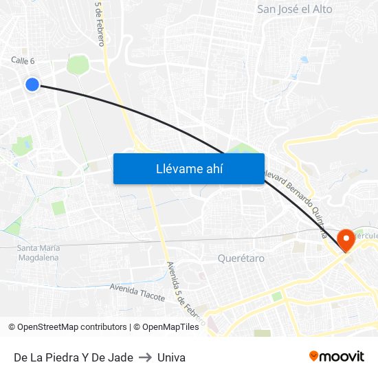 De La Piedra Y De Jade to Univa map