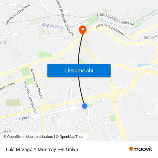 Luis M.Vega Y Monrroy to Univa map