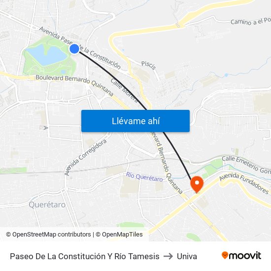 Paseo De La Constitución Y Río Tamesis to Univa map