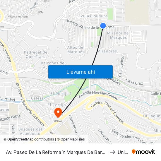 Av. Paseo De La Reforma Y Marques De Barcelo to Univa map