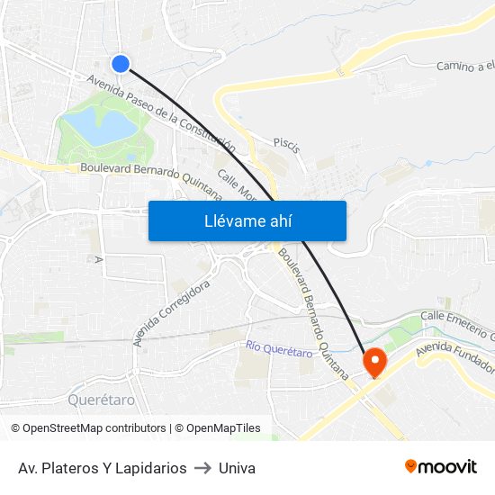 Av. Plateros Y Lapidarios to Univa map