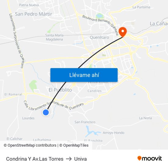 Condrina Y Av.Las Torres to Univa map