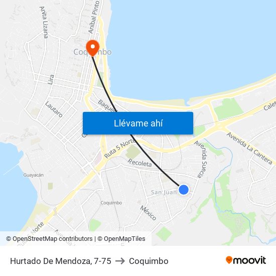 Hurtado De Mendoza, 7-75 to Coquimbo map