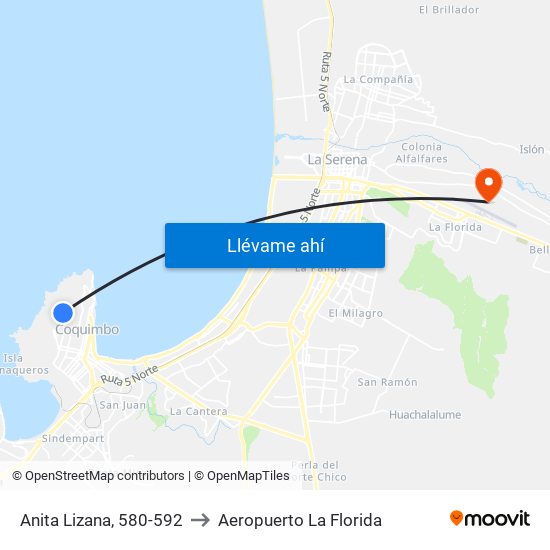 Anita Lizana, 580-592 to Aeropuerto La Florida map