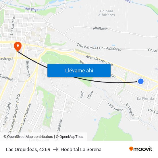 Las Orquídeas, 4369 to Hospital La Serena map