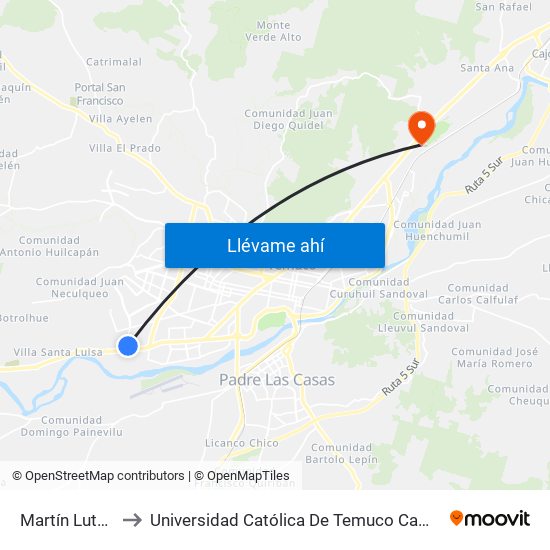 Martín Lutero, 02013 to Universidad Católica De Temuco Campus Norte San Juan Pablo II map