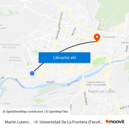 Martín Lutero, 02013 to Universidad De La Frontera (Facultad De Medicina) map