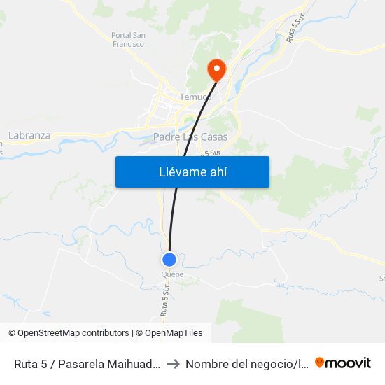 Ruta 5 / Pasarela Maihuadache to Nombre del negocio/local map