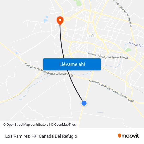 Los Ramirez to Cañada Del Refugio map