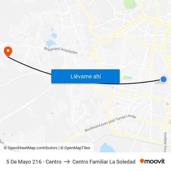5 De Mayo 216 - Centro to Centro Familiar La Soledad map