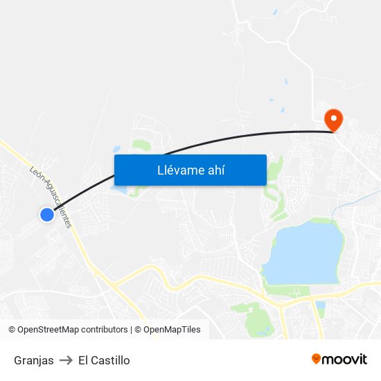 Granjas to El Castillo map