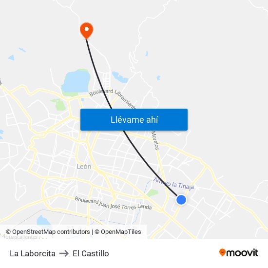 La Laborcita to El Castillo map