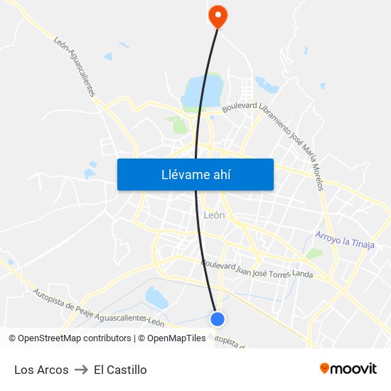 Los Arcos to El Castillo map