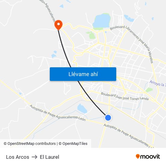 Los Arcos to El Laurel map