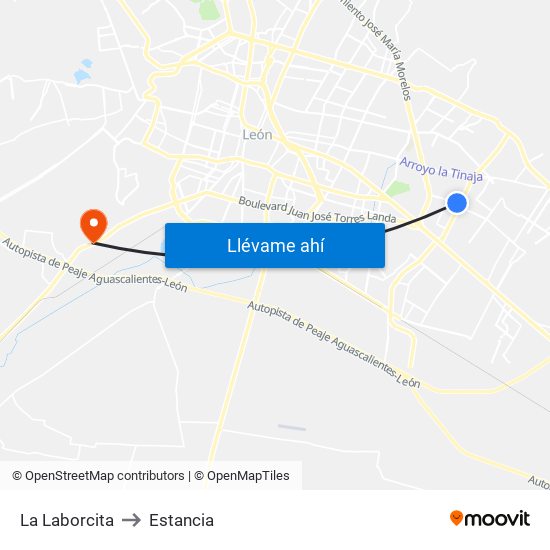 La Laborcita to Estancia map