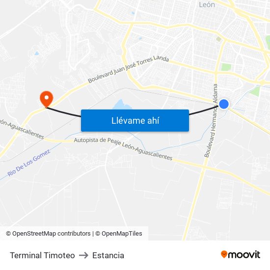 Terminal Timoteo to Estancia map