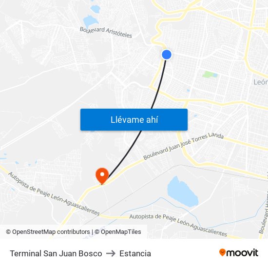 Terminal San Juan Bosco to Estancia map