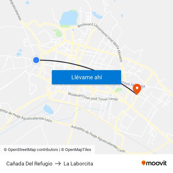 Cañada Del Refugio to La Laborcita map